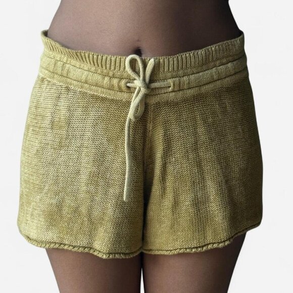 Free People Women's Shorts Extra Small Summertime Blues Knit Elastic Waist Gold - Picture 3 of 9